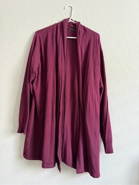 Cyrus Open-Front Cardigan Sweater - Burgundy
